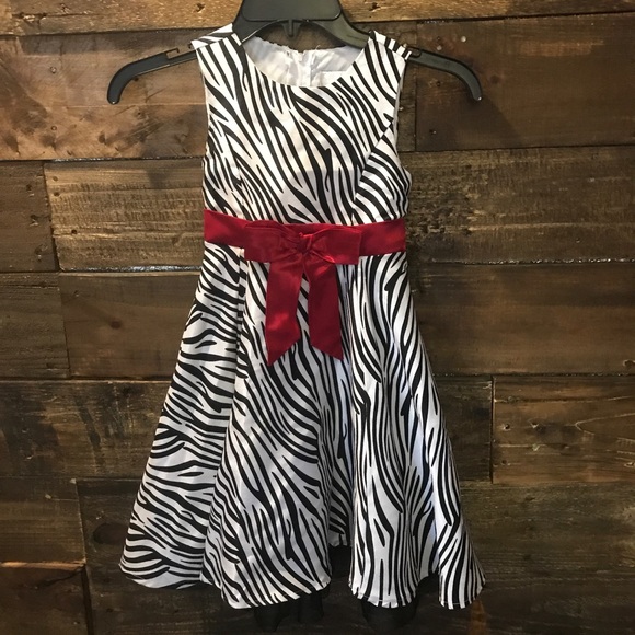 Rare Edition Zebra patterned dress with red bow - Picture 1 of 8