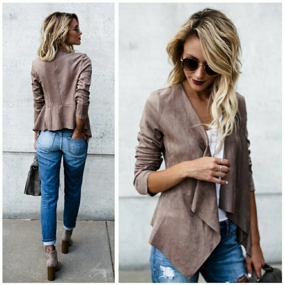 LAST 1 🍁 Latte Faux Suede Moto Jacket - Picture 2 of 5