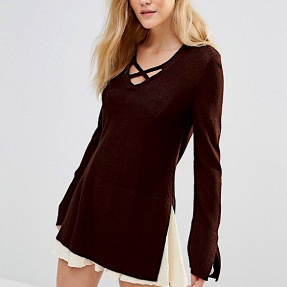 FREE PEOPLE Woven Sweater Intricate Draped Coverup - Picture 2 of 7