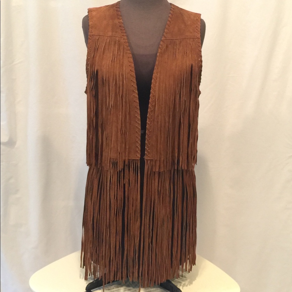 Zara leather fringe vest