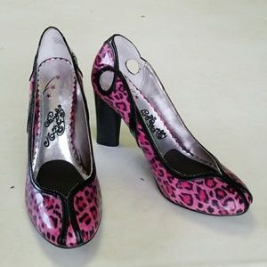 Naughty Monkey Pink Animal Print Heels