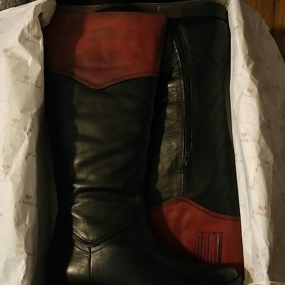 Black and red boots