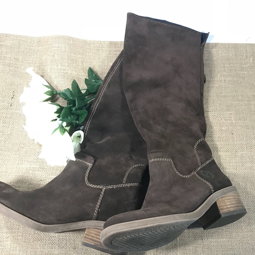 Womens 6.5 Brown Soft Leather Boots Calvin Klien