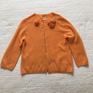 JCrew cashmere cardigan sweater with roses