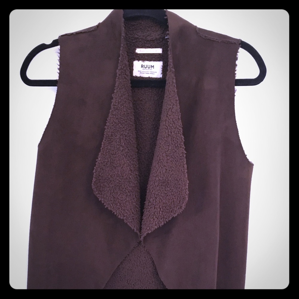 Chocolate Brown Faux Shearling Vest by Ruum