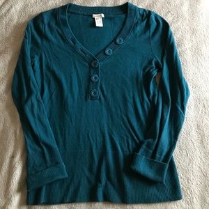 Sundance Henley sweater in deep teal