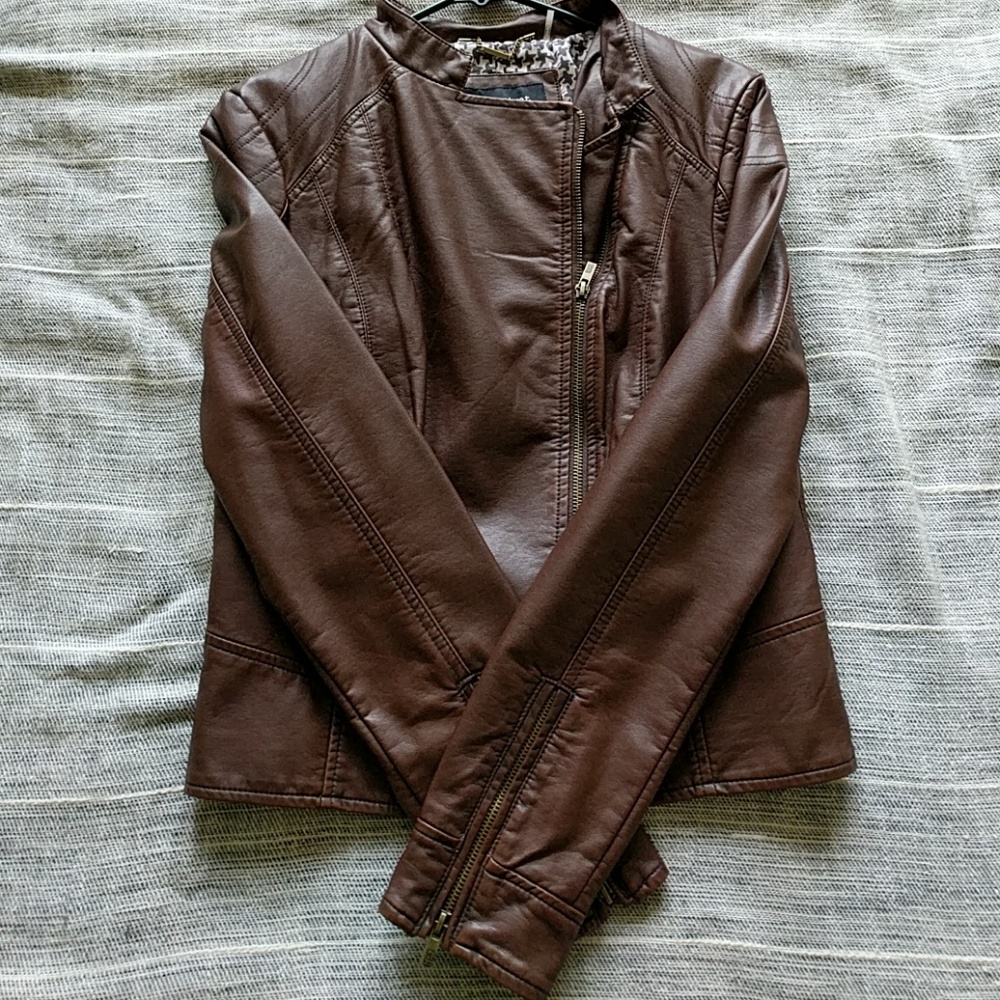 NWOT Brown Faux Leather Jacket