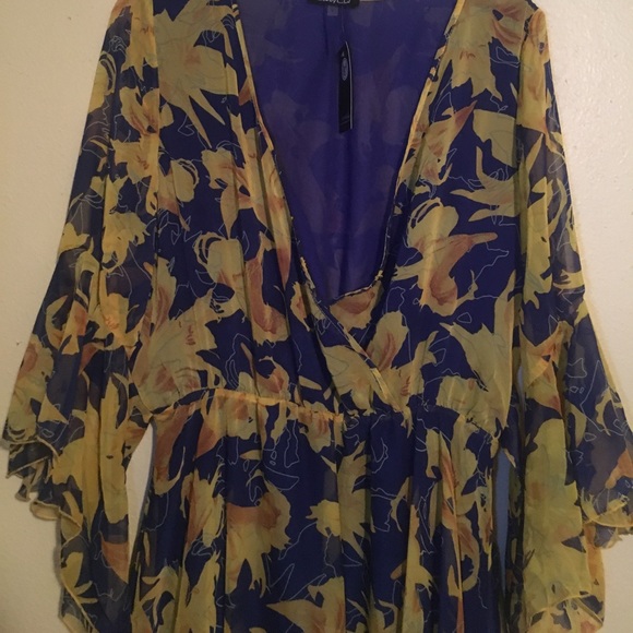 Beautiful blue with yellow maxi dress - Picture 2 of 6