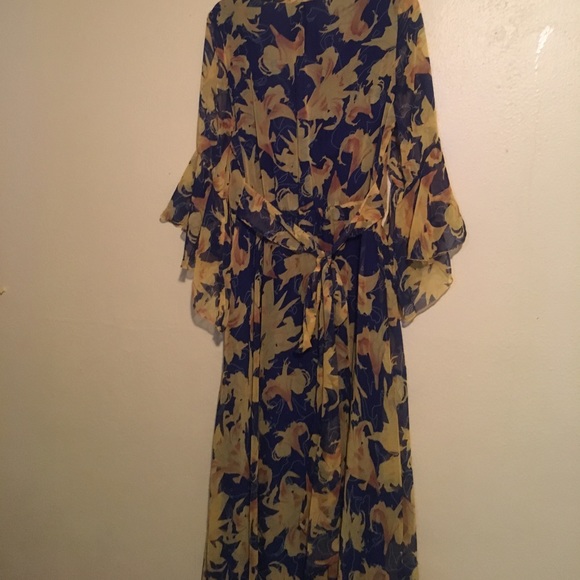 Beautiful blue with yellow maxi dress - Picture 6 of 6