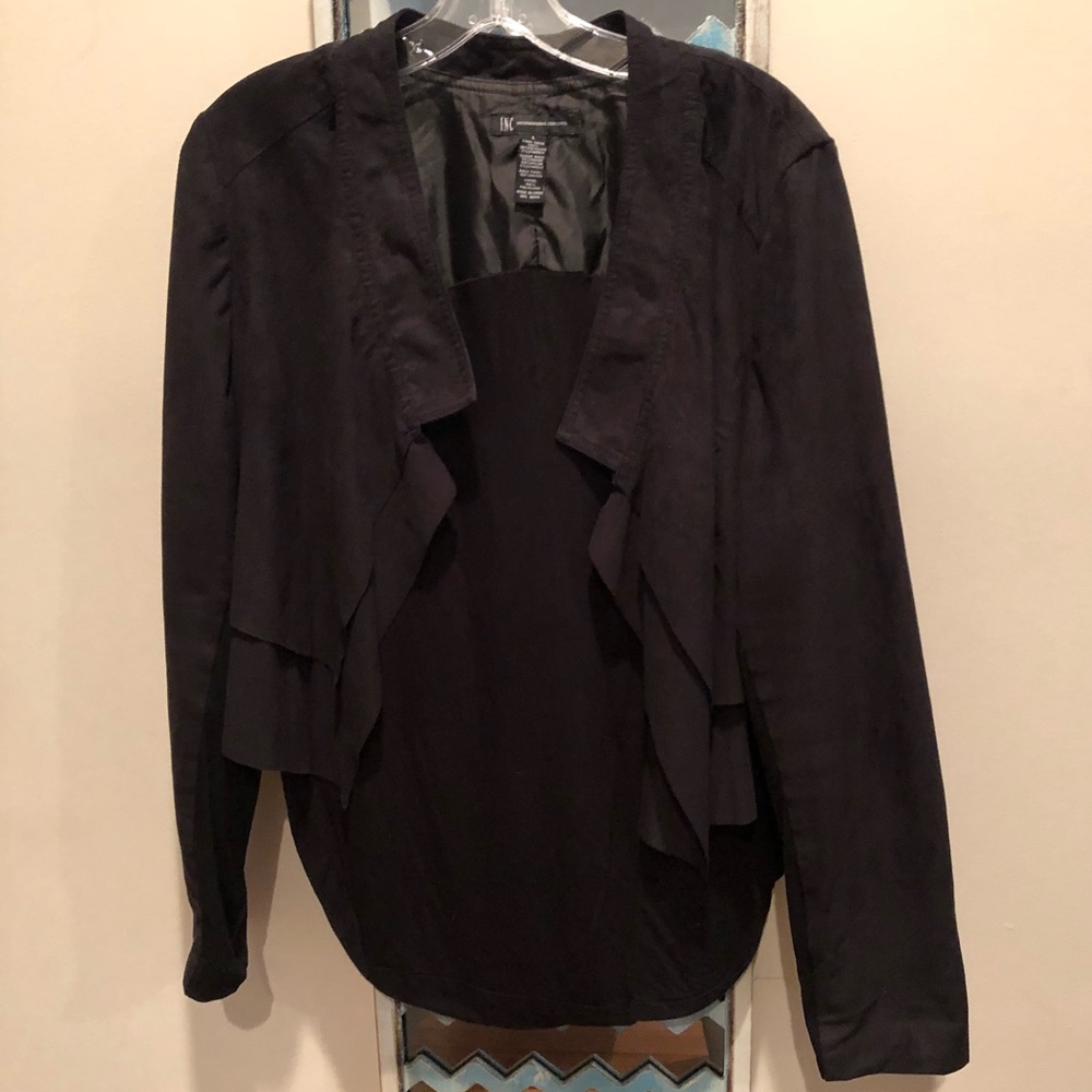 INC Faux suede open front blazer