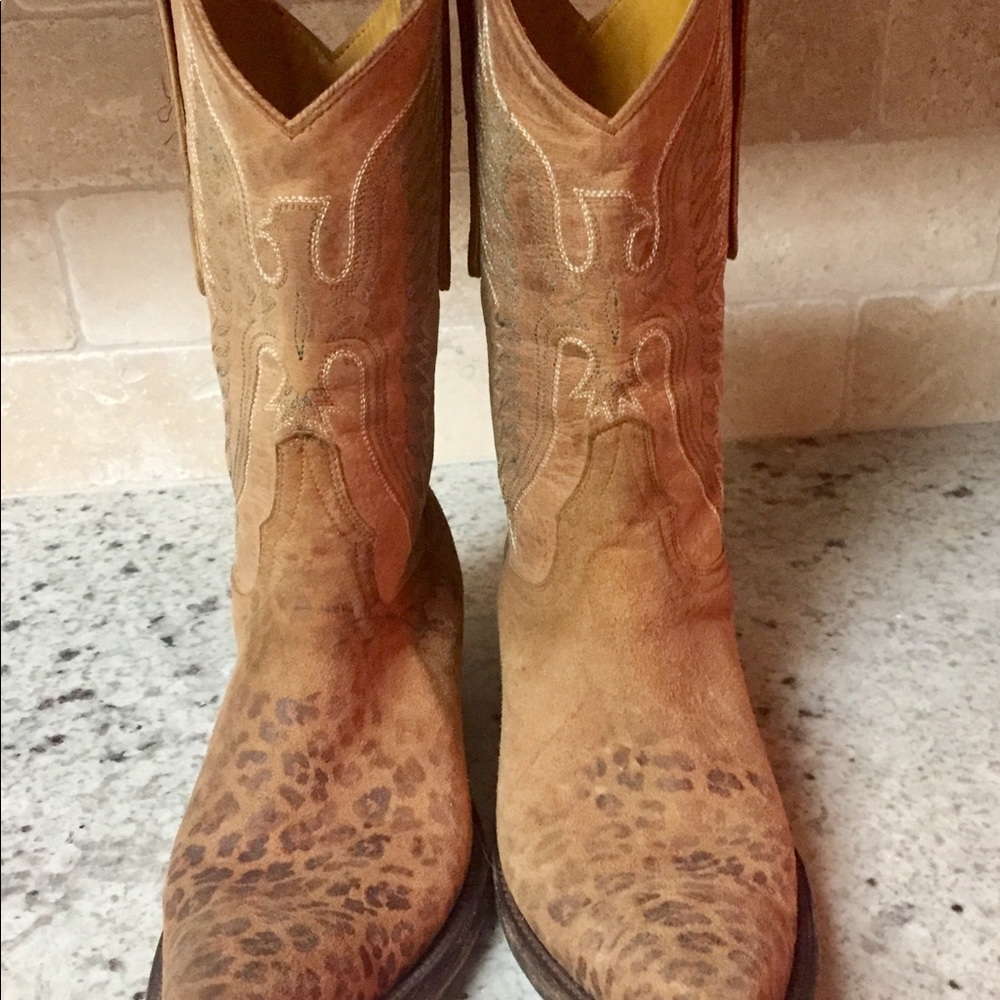 THE OLD GRINGO leopard suede cowboy boots 7B
