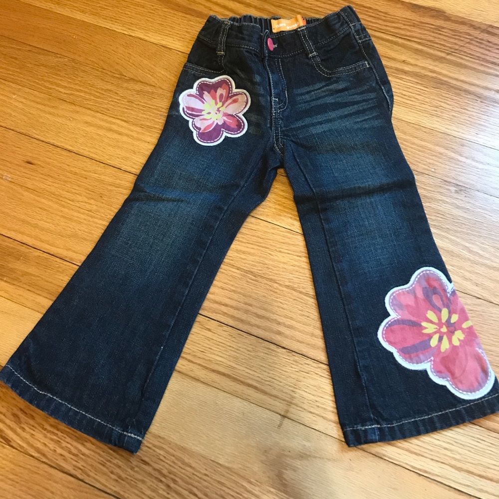 Old Navy flare jeans/flowers, elastic-back waist