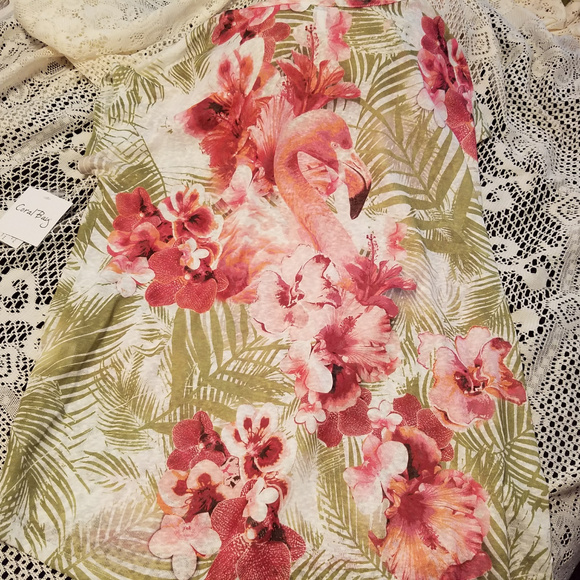 Coral Bay Womens Flamingo Print Slub Top - Picture 4 of 5