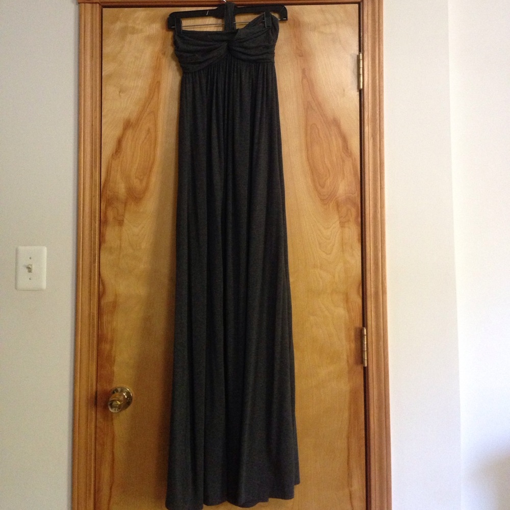Full length cotton charcoal grey dress