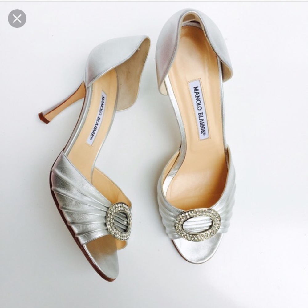 MANOLO BLAHNIK METALLIC SEDARABY D'ORSAY PUMPS