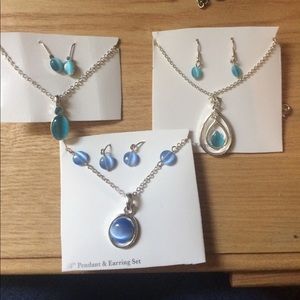 Lot of 3 silver color necklace and earring sets