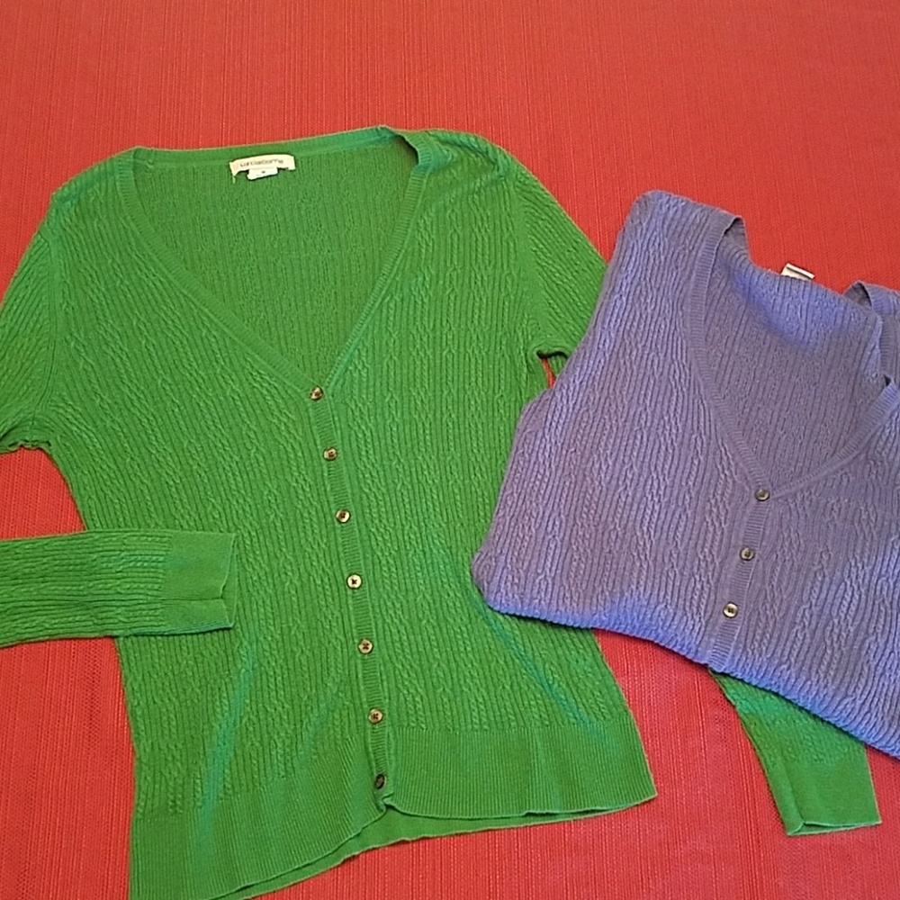 Two Liz Claiborne sweaters (Green M) (Blue L)