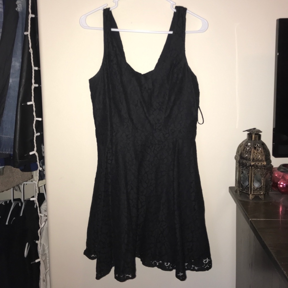 Black lace cut out back dress!