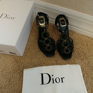 Christian Dior black leather high heels size 37.5