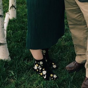 Velvet floral embroidered booties!