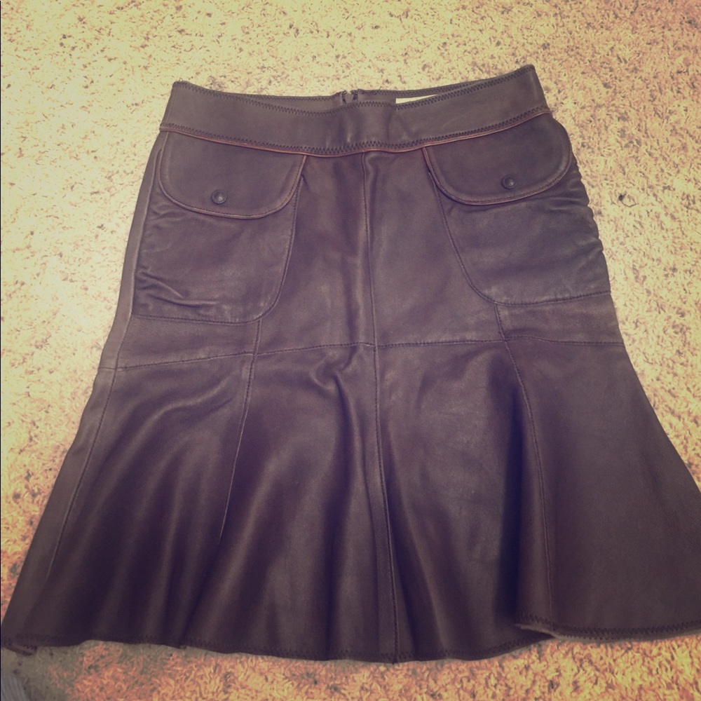 Brown leather skirt size 0