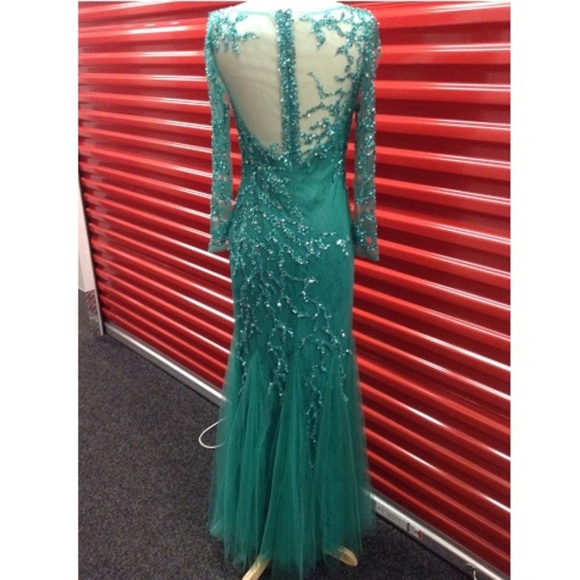 NEW Gown Party Prom Long Evening Dress Green - Picture 3 of 5