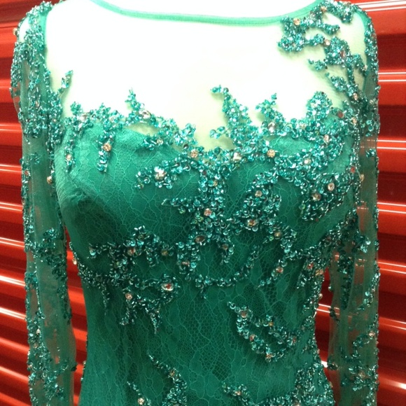 NEW Gown Party Prom Long Evening Dress Green - Picture 4 of 5