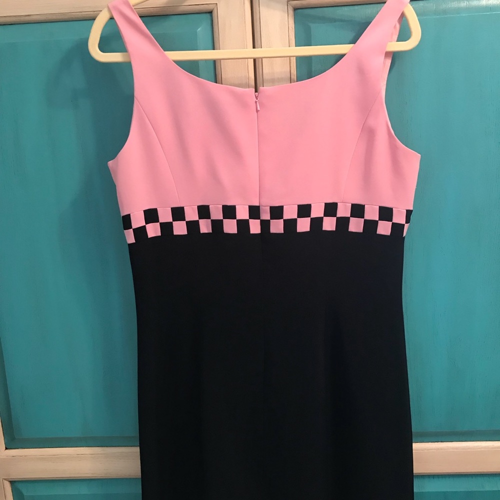 Pink & Black Checkerboard Cocktail Dress