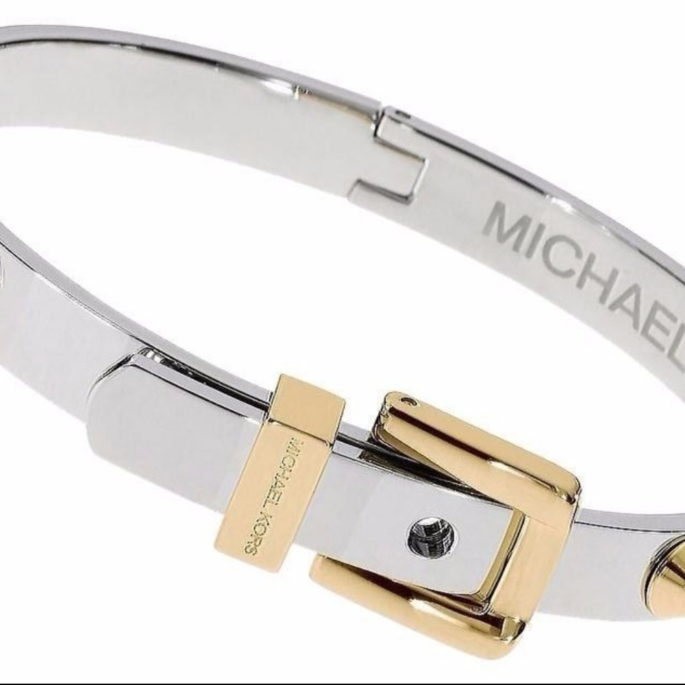 Michael Kors Silver Gold Tone Stud Buckle Bracelet