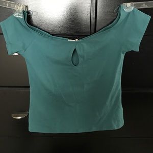 Express off the shoulder key hole top