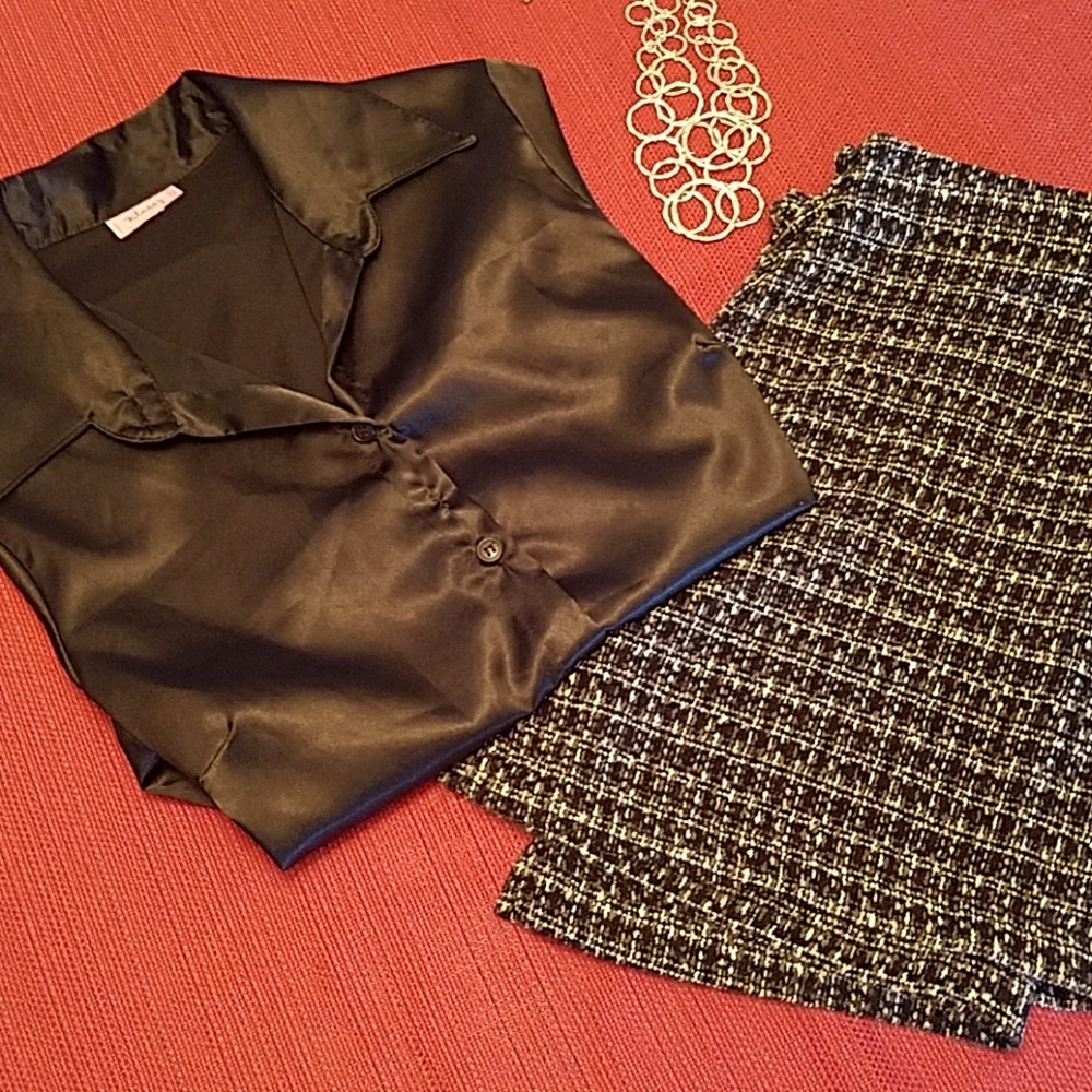 Black satin blouse