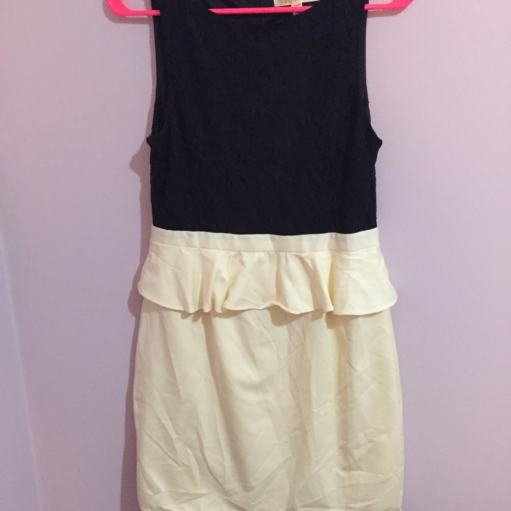 Black and Cream Francesca's Peplum Dress