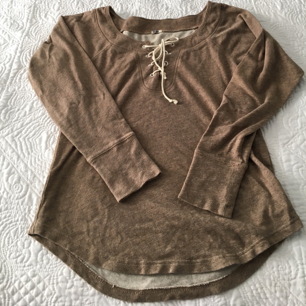 J. Crew tie front beige sweater size small