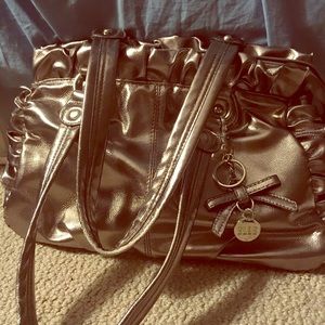 Elle metallic gold faux leather shoulder handbag