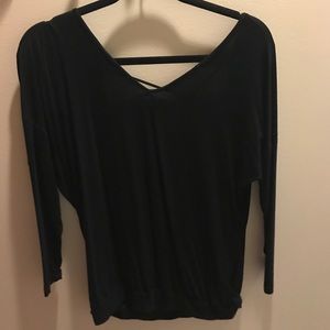Black open back top