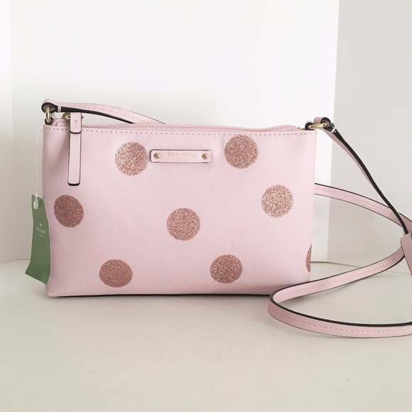 Kate Spade Ramey Crossbody Bag ~ Pink Glitter Dots - Picture 3 of 8