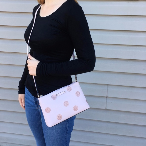 Kate Spade Ramey Crossbody Bag ~ Pink Glitter Dots - Picture 5 of 8