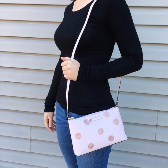 Kate Spade Ramey Crossbody Bag ~ Pink Glitter Dots - Picture 8 of 8