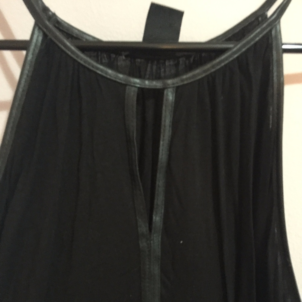 H&M Black Tank with Leather Detail