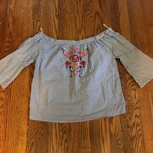 Embroidered Off-the-shoulder top