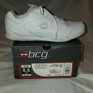 All white BCG cheer shoes