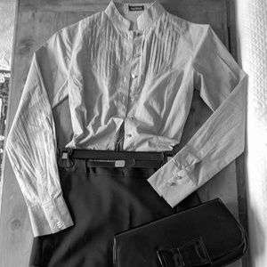 Network cotton shirt with silver colour buttons