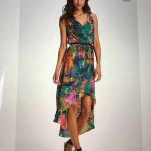 Suzi Chin High/Low Silk Dress Sz 4 (belt not incl)