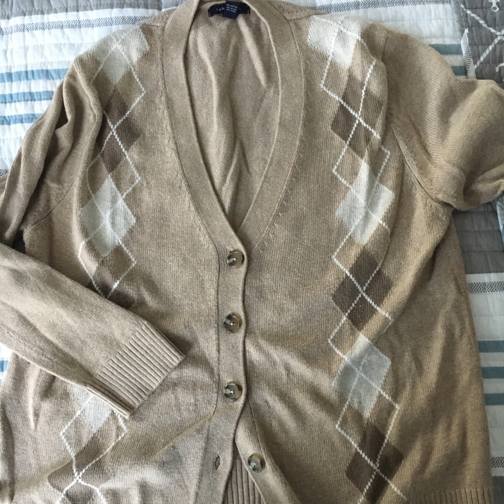 Lands end argyle cardigan sweater
