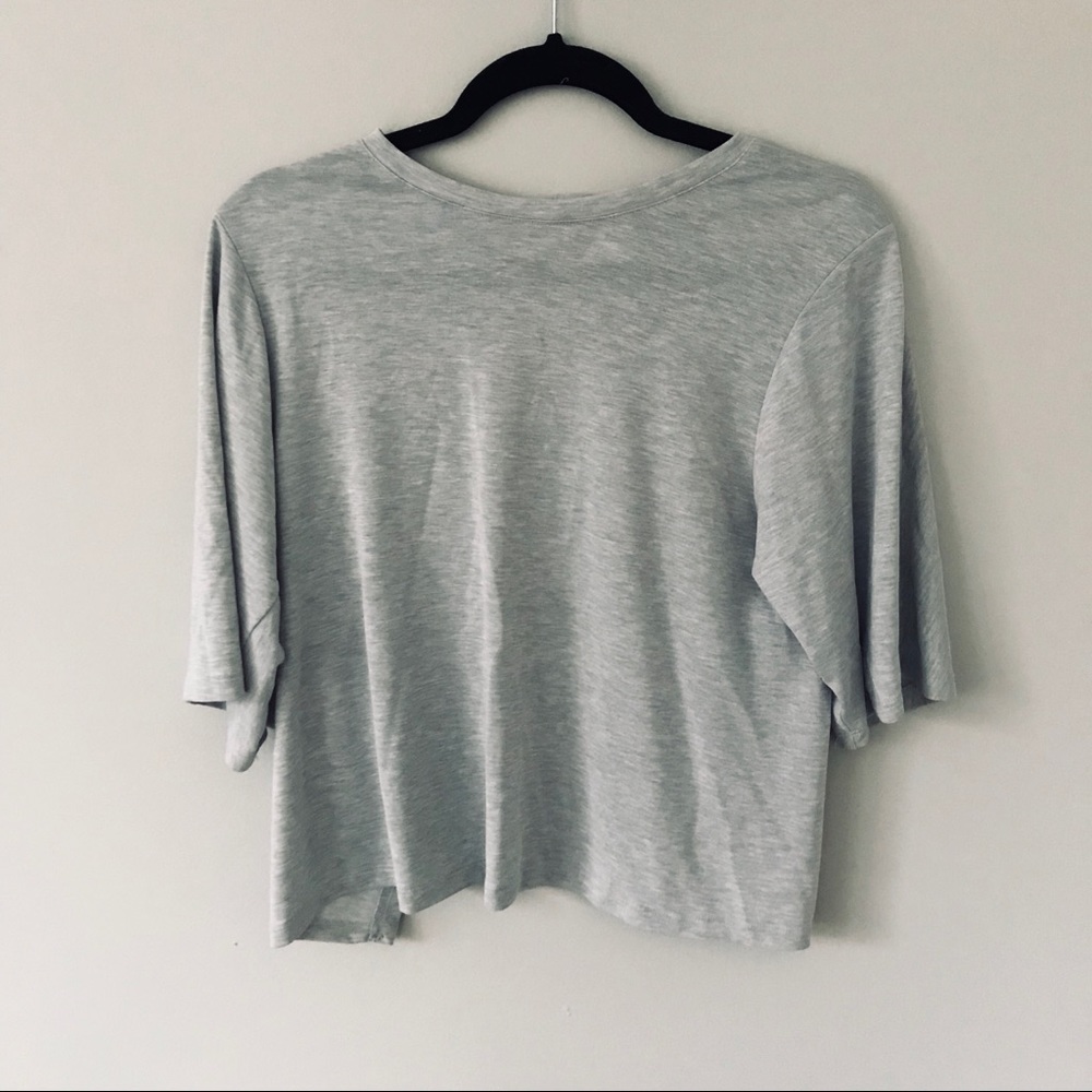CURRENT AIR Quarter-Sleeve Gray Top