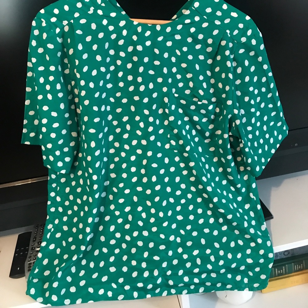 Green polka dot shirt