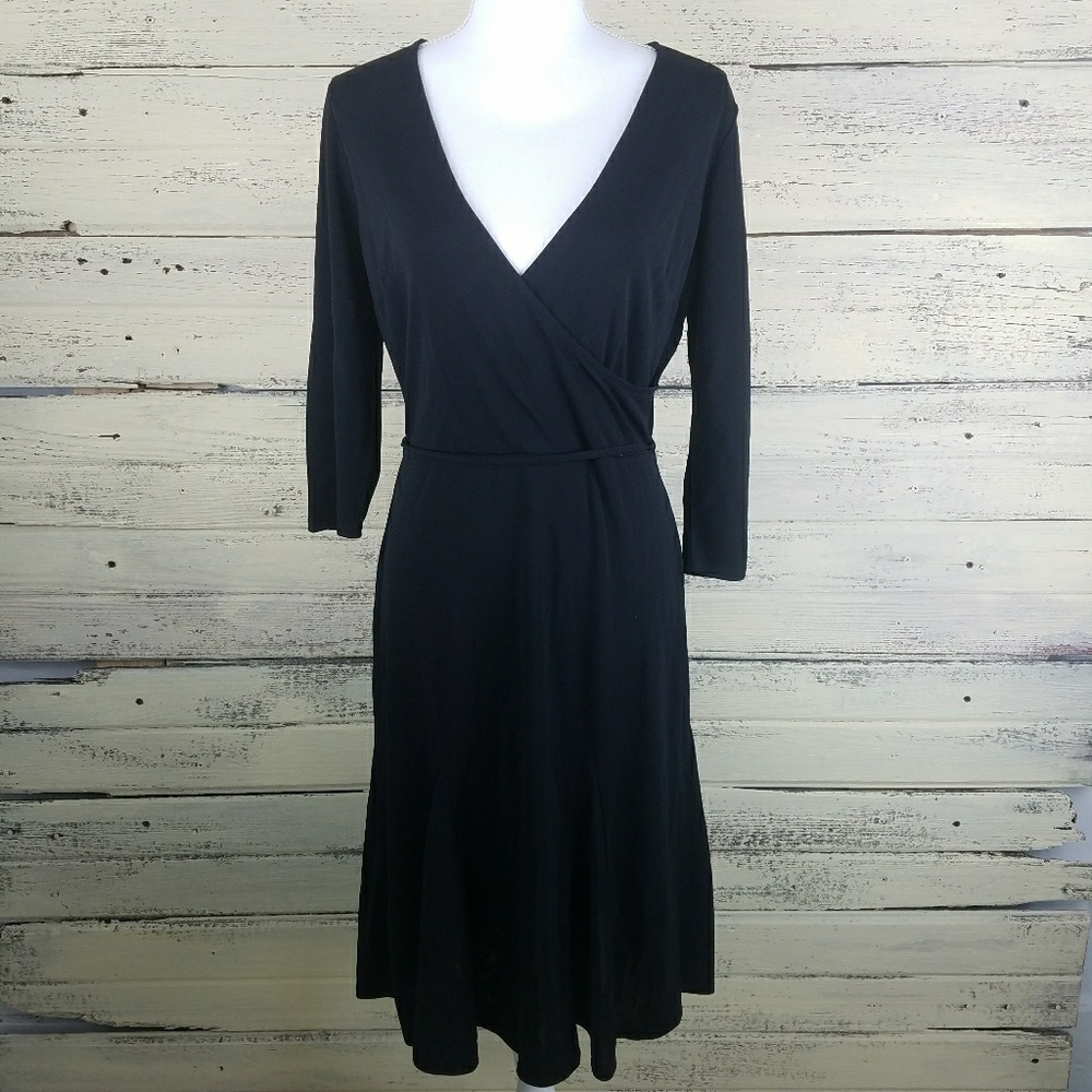 Ann Taylor Loft Black Wrap Dress Size 10 NWT
