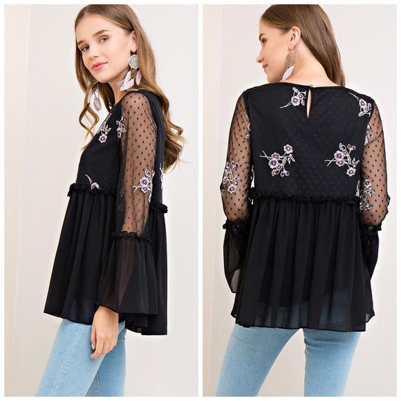 LAST 1!!  Fab Lilac Embroidery Mesh Overlay top🌸 - Picture 4 of 5