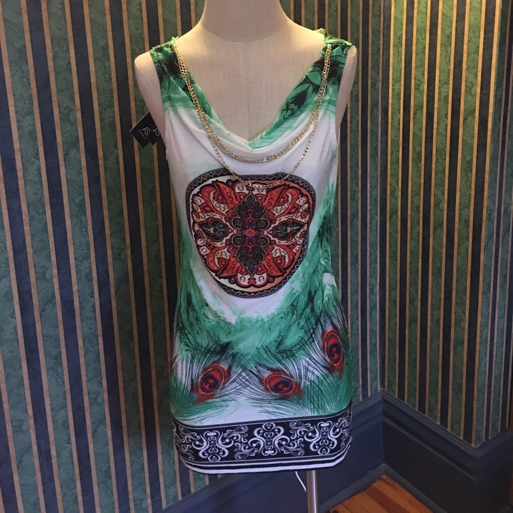 Peacock print tunic/mini dress
