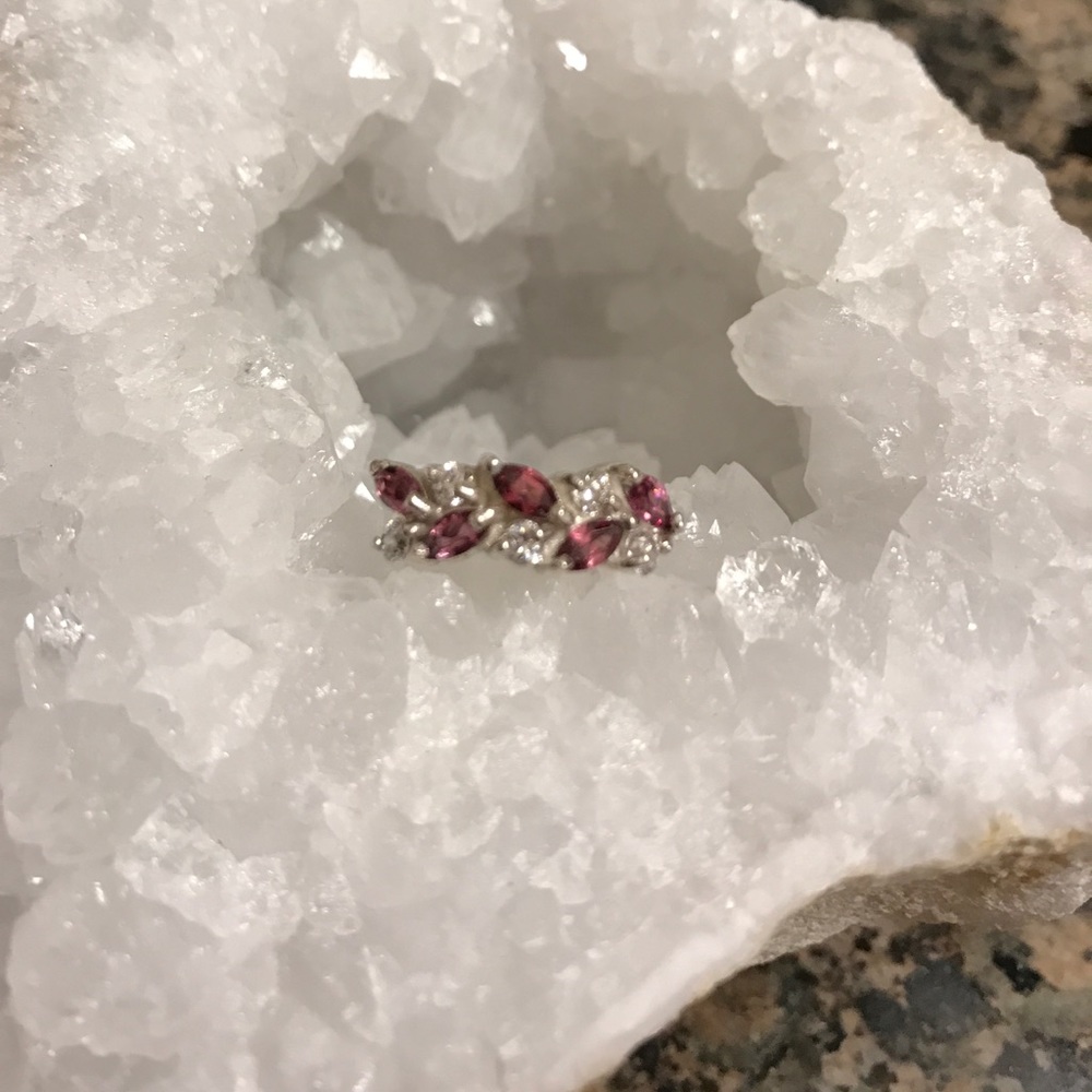 STERLING SILVER RASPBERRY RHODOLITE GARNET NIB - Picture 2 of 8